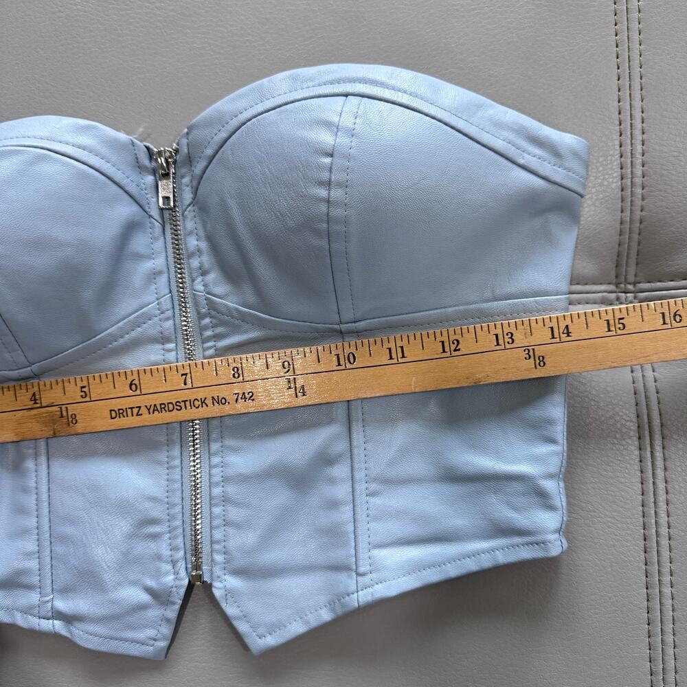 Superdown Women's S Light Blue Bustier Zipper Front Top - Picture 5 of 8